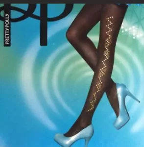 PRETTY POLLY Pretty Glitzy Studded Embellished Tights Black One Size NWT $25 - Picture 1 of 4