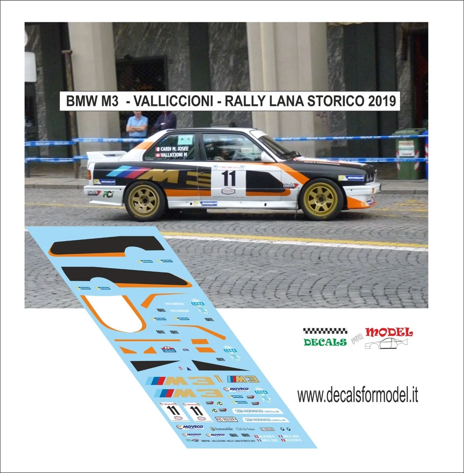DECALS 1:43 BMW M3 VALLICCIONI RALLY LANA STORICO 2019 - Immagine 1 di 1