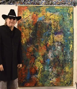 64”X44” Pollock/Richter style canvas painting Acrylic,Abstract, Modern,X Large - Picture 1 of 20