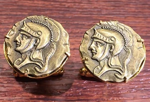 Gemelli moneta testa elmo pennacchio soldato guerriero centurione romano antico + scatola! - Foto 1 di 3