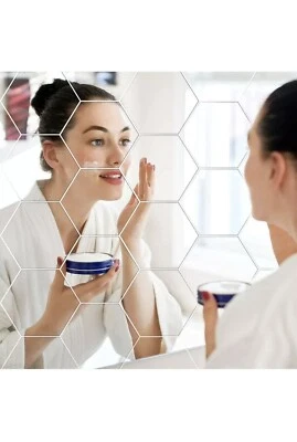 Flexible Mirror Sheets Self Adhesive 10 x 8.6 x 5 cm Non Glass Mirror Tiles 36pc - Image 1 of 4