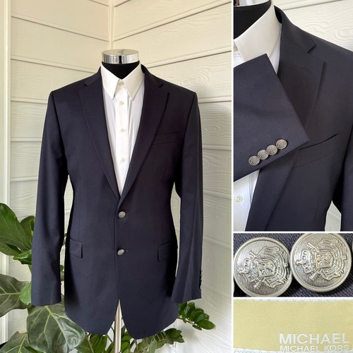 Blazer Michael Kors uomo due bottoni bottoni metallo blu navy cappotto sportivo giacca 40L