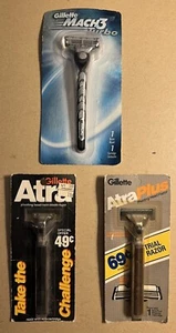 Navaja de afeitar de metal Gillette Mach 3 Turbo de colección + Atra + Atra Plus NUEVA SELLADA DE FÁBRICA - Imagen 1 de 24
