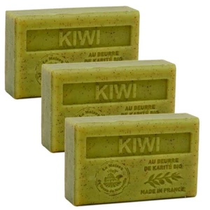 3 x 125g Bars - Kiwi Scented French Soaps with Organic Shea Butter - Picture 1 of 3