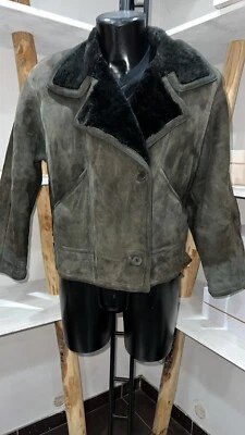 The Crazy Sheepskin Pre-Owned Aviator Jacket For Women Green Size 46 MGS571PI - Image 1 of 4