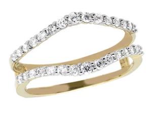 1/4 kt Verstärker Moissanit Ehering Ring Schutz 14 K vergoldet Silber - Bild 1 von 12