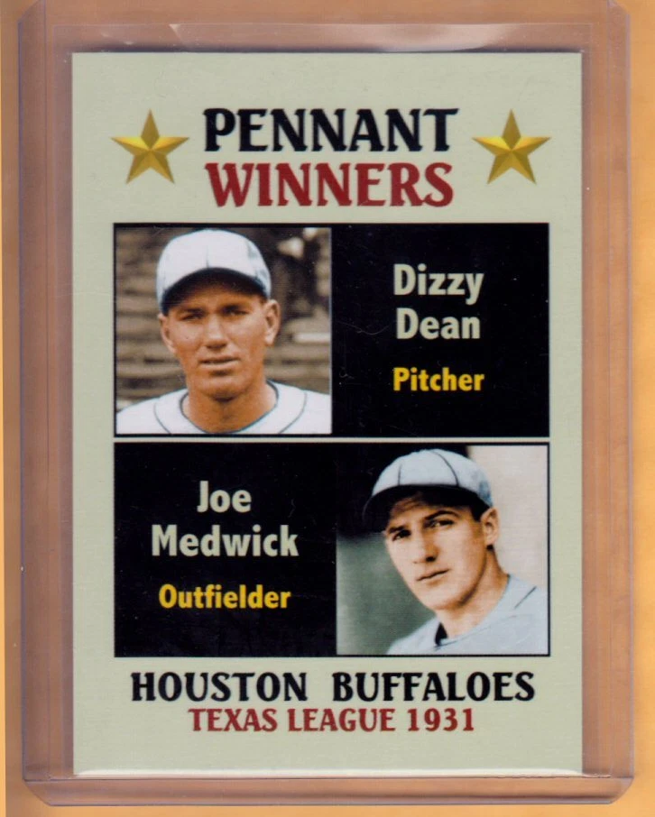 Dizzy Dean & Joe Medwick, '31 Houston Fan Club serial # /300 / NM+ cond. - Image 1 of 2
