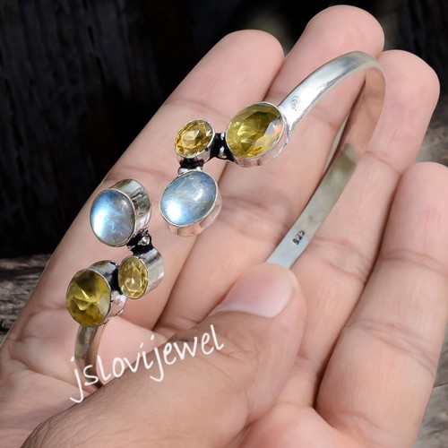 VALENTINO Bracciale in argento sterling 925 taglio citrino e pietra preziosa labradorite abbigliamento festa bracciale