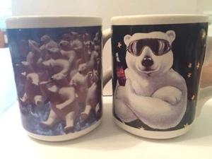 Coca Cola Branded Polar Bear Mugs - Gibson 1996 - Picture 1 of 4