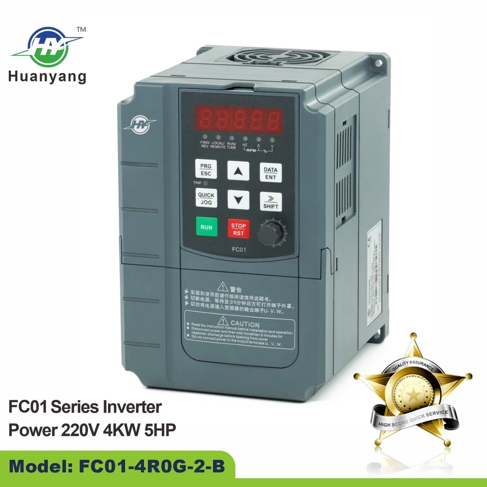 Huanyang VFD 220V 5HP 4KW Variable Frequency Drive Inverter CNC Spindle Mach3 HY