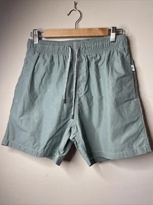 Vintage Summer Swim Trunks Men's Small Sage Green Pockets Sport Lined Drawstring - Picture 1 of 12