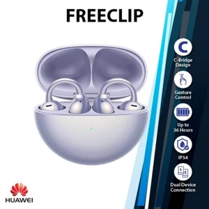 Hwei FreeClip Clip-on Earphone Earbuds (Purple, HD Calls, Open Ear, NEW) - Picture 1 of 6
