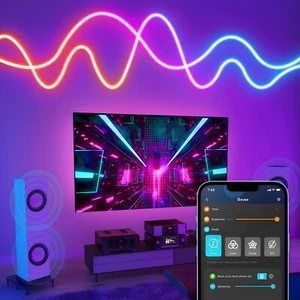 In/Outdoor Neon Rope Light 16.4ft RGB Strip Light Music Sync Alexa Voice Control - Picture 1 of 12