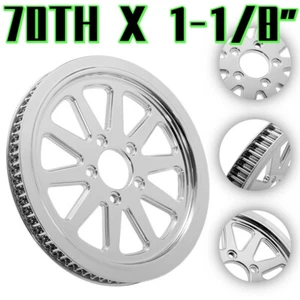 Chrome 70 Tooth 1-1/8 Rear Pulley for Harley Dyna Low Rider Street Bob FXDWG - Picture 1 of 12