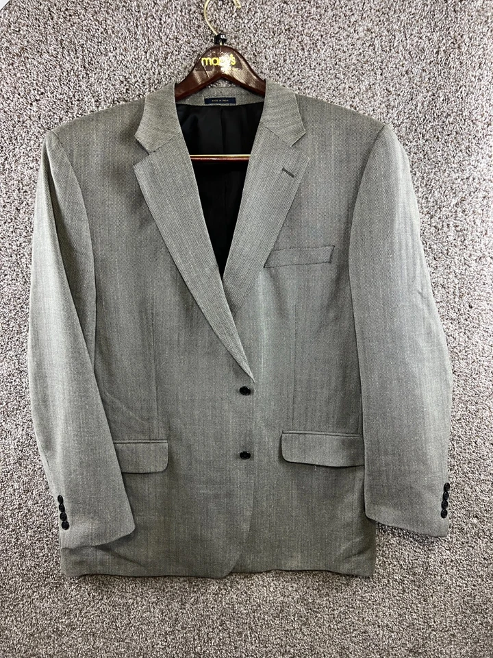 Club Room for Macy's Gray Chevron Suit Jacket Coat Wool Blend Men's Size 48L - Image 1 of 4