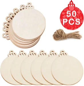 Ourwarm 50Pcs Natural Wood Slices 3.5", DIY Wooden Unfinished Wood Circles for H - Picture 1 of 12