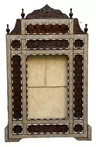Handmade Mother of pearl Inlay Wood Wall Hanging Mirror Frame Antique Home Decor - Picture 1 of 12