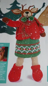 Knitting Pattern -Lovely Penny The Reindeer & All Her Clothes In D.K-15ins tall - Picture 1 of 3