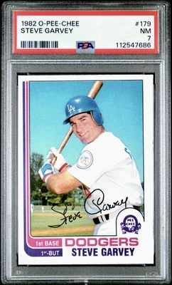 1982 OPC O-Pee-Chee Steve Garvey #179 PSA 7 NM - Image 1 of 3