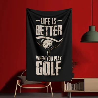 Golf Sport Club Fabric Flag Banner Tapestry Hanging Wall Art Room Decor 3x5Ft - Image 1 of 4