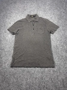 RRL Ralph Lauren Polo Shirt Mens Small Gray White Striped Chest Pocket Collared - Picture 1 of 7