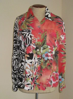 Camisa Chicos Mujer 1 Negra Roja Ligera Jean Chaqueta Estilo 100% Lino Foto 1 de 4