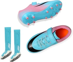 Tacchetti calcio bambini blu/rosa - US 7 Youth - include calzini grip - nuovi senza scatola - Foto 1 di 2