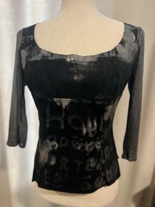 Custo Barcelona Women’s Blouse Black Gray And Silver. Measuring A Xs-small - Picture 1 of 11