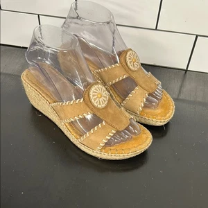 Nurture Tortola Leather Sandals Women’s 7 Wedge Heels Platforms Boho Espadrille - Picture 1 of 7