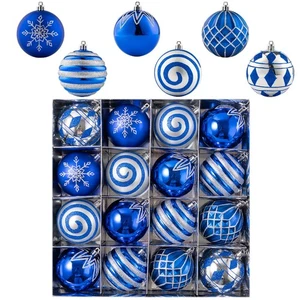 Blue and Silver Christmas Ornaments, 16PCS Large Decorations Balls with Artis... - Picture 1 of 7