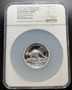 2015 P 5 oz Australia $8 Silver Kangaroo High Relief NGC PF70 Ultra Cameo - Picture 1 of 24