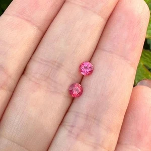 GIE Certified Natural Pink Sapphire Round Cut Loose Gemstone 6.90 Ct (2 Pcs) - Picture 1 of 5