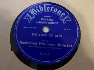 78 HOMELAND HARMONY QUARTET Bibletone 6021 Love Of God GOSPEL VG - Bild 1 von 2