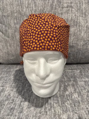 Scrub Cap With Orange Dots On Purple - Image 1 of 4