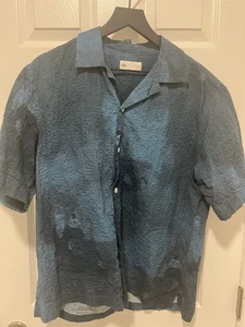 Zara Dark Blue Button Up Print - Picture 1 of 3