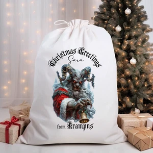 Personalised  Gothic Alpine Folklore Krampus Christmas Sack Drawstring Gift Sack - Picture 1 of 2