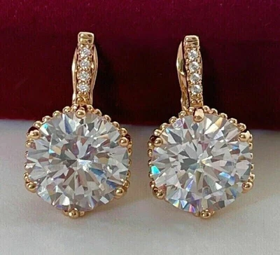 2.50Ct Round Cut Lab Created Diamond Drop/Dangle Earrings 14K Yellow Gold Plated - Image 1 of 4