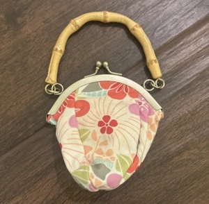 Gymboree TEA GARDEN Girls Small Floral Clasp Purse Bamboo Handle - Picture 1 of 2