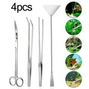 Paquete de 4 herramientas de mantenimiento de acuario kit pinzas tijeras para plantas vivas hierba KD - Imagen 1 de 7