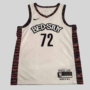 Biggie Smalls Jersey Mens 48 White Bed-Stuy 72 Nike Brooklyn Nets Notorious BIG - Picture 1 of 11