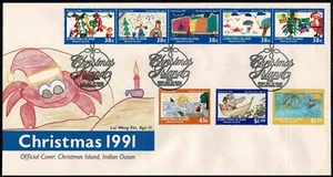 Christmas Island 1991 Christmas - Children's Paintings FDC - Mint - Picture 1 of 1