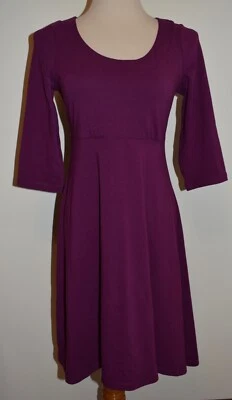 New Prana Cali Dress Small Purple Fit & Flare Stretch Knit 3/4 Sleeve  - Image 1 of 3
