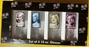 MARILYN MONROE 10oz GLASS SET 4 Pieces Vandor LLC NIB - Picture 1 of 3