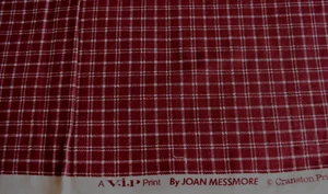 BURGUNDY & WHITE  CHECKS  VIP  CRANSTON  100%  COTTON FABRIC  27X43  INCHES - Picture 1 of 2
