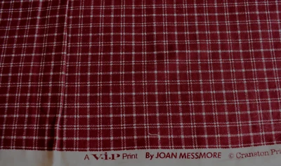 BURGUNDY & WHITE  CHECKS  VIP  CRANSTON  100%  COTTON FABRIC  27X43  INCHES - Image 1 of 2
