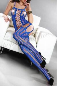 5 Colors Halter Crotchless Fishnet Body stocking Lingerie Mini Dress Nightwear 