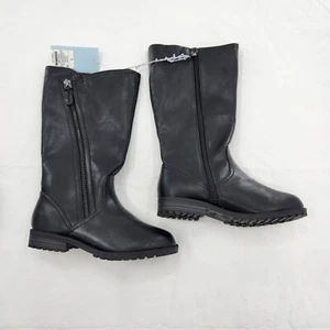 Cat & Jack Girl's Size 1 Tall Black Zipper Riding Boots - Picture 1 of 3