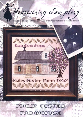 Muestreo Heartstring PHILIP FOSTER FARMHOUSE punto de cruz gráfico solo casa granja Foto 1 de 4