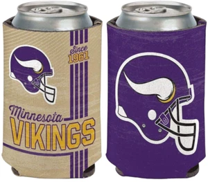 Enfriador de latas/botellas de espuma suave con logotipo clásico de Minnesota Vikings Coozie Koozie nuevo con etiquetas - Imagen 1 de 1