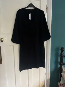 marks and spencer black midi dress size 8 office brand new 3/4 sleeve - Picture 1 of 7